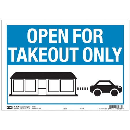 Hy-Ko Takeout Only 12 X 8.5 Sign 8.5" x 12", 10PK A15073
